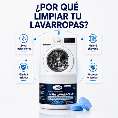 Pastillas Limpia Lavarropas CLARIO 12u Elimina Malos Olores