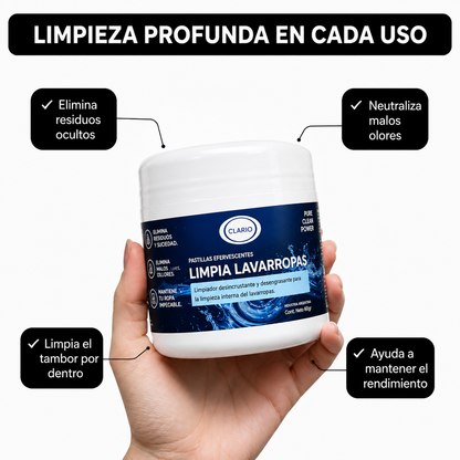 Pastillas Limpia Lavarropas CLARIO 12u Elimina Malos Olores